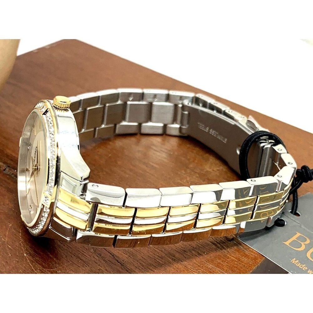 Bulova Women's Watch 98L273 Mother of Pearl Dial Crystal Accent Two Tone - Picture 8 of 12